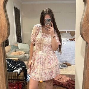 Japna Pink and White Smocked Dress